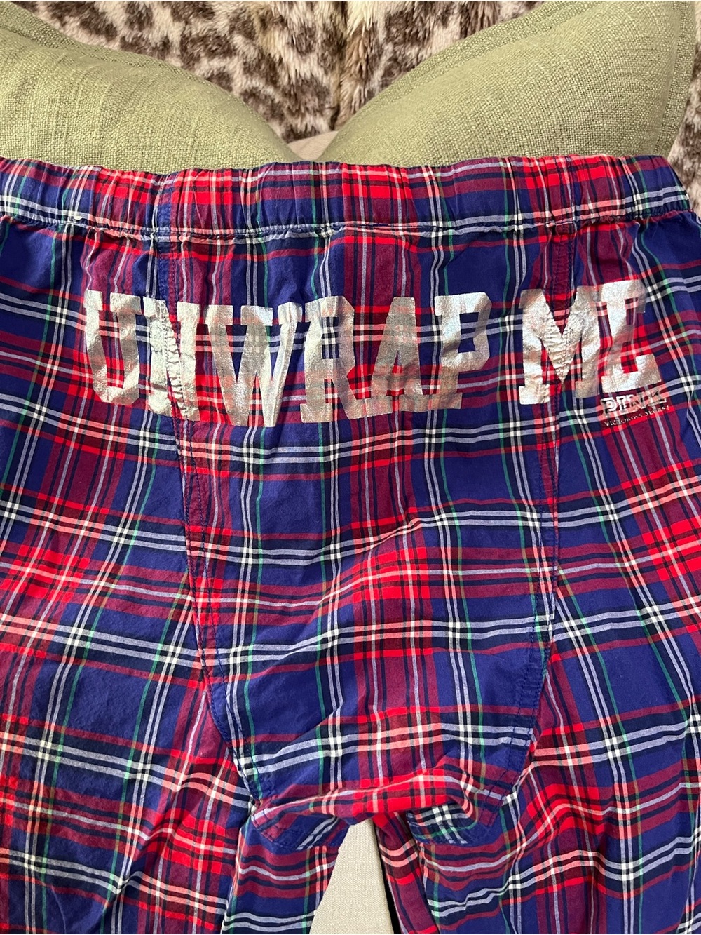 PINK sz XS Victoria's Secret blue Plaid pj pants with adjustable Waistban